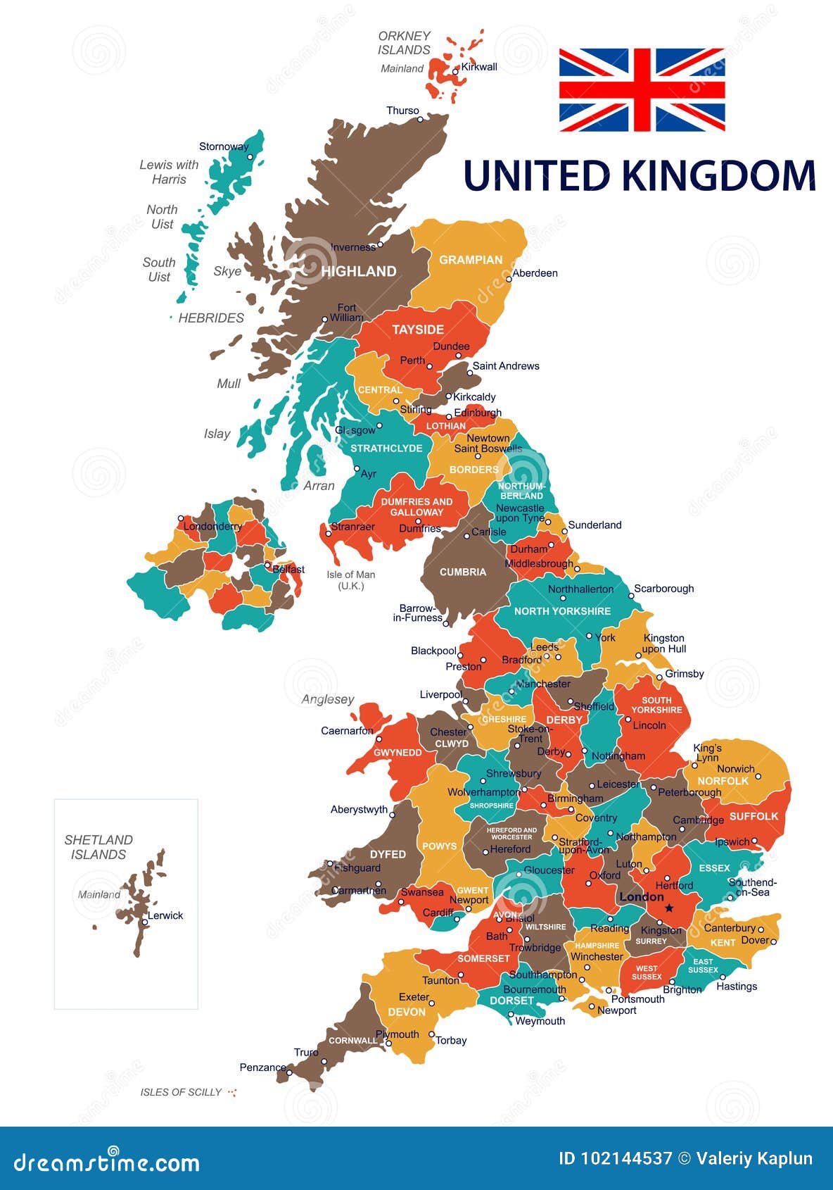 Reino Unido - Mapa E Bandeira - Ilustração Ilustração Stock