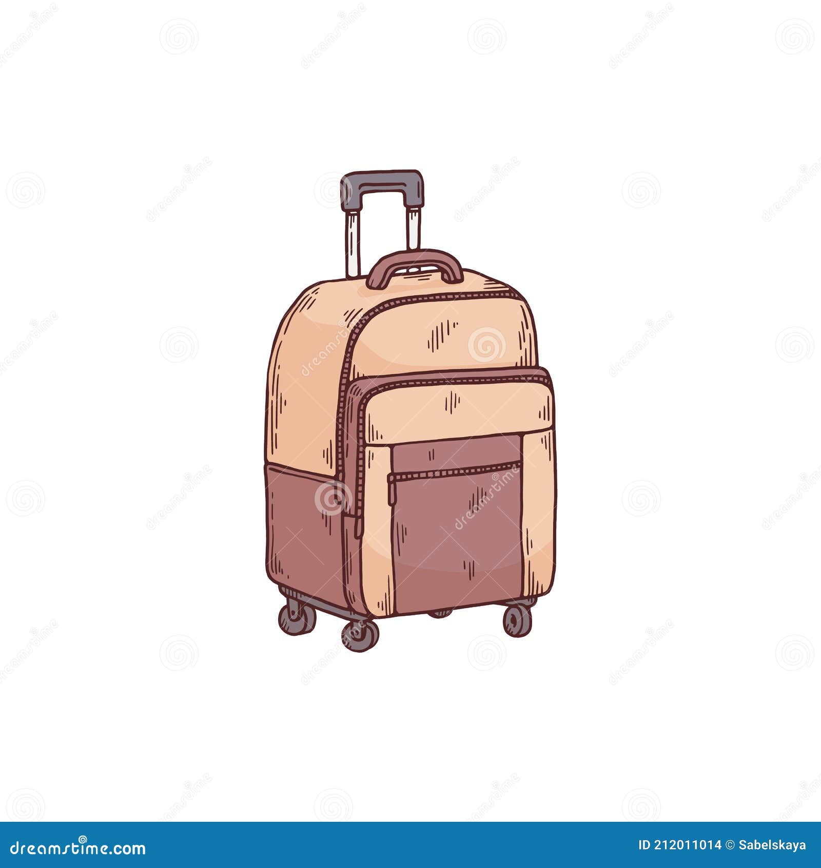 Reiskoffer Wielen Met Rugzak Voor Handbagage Op Vector Illustratie - Illustration wiel, 212011014