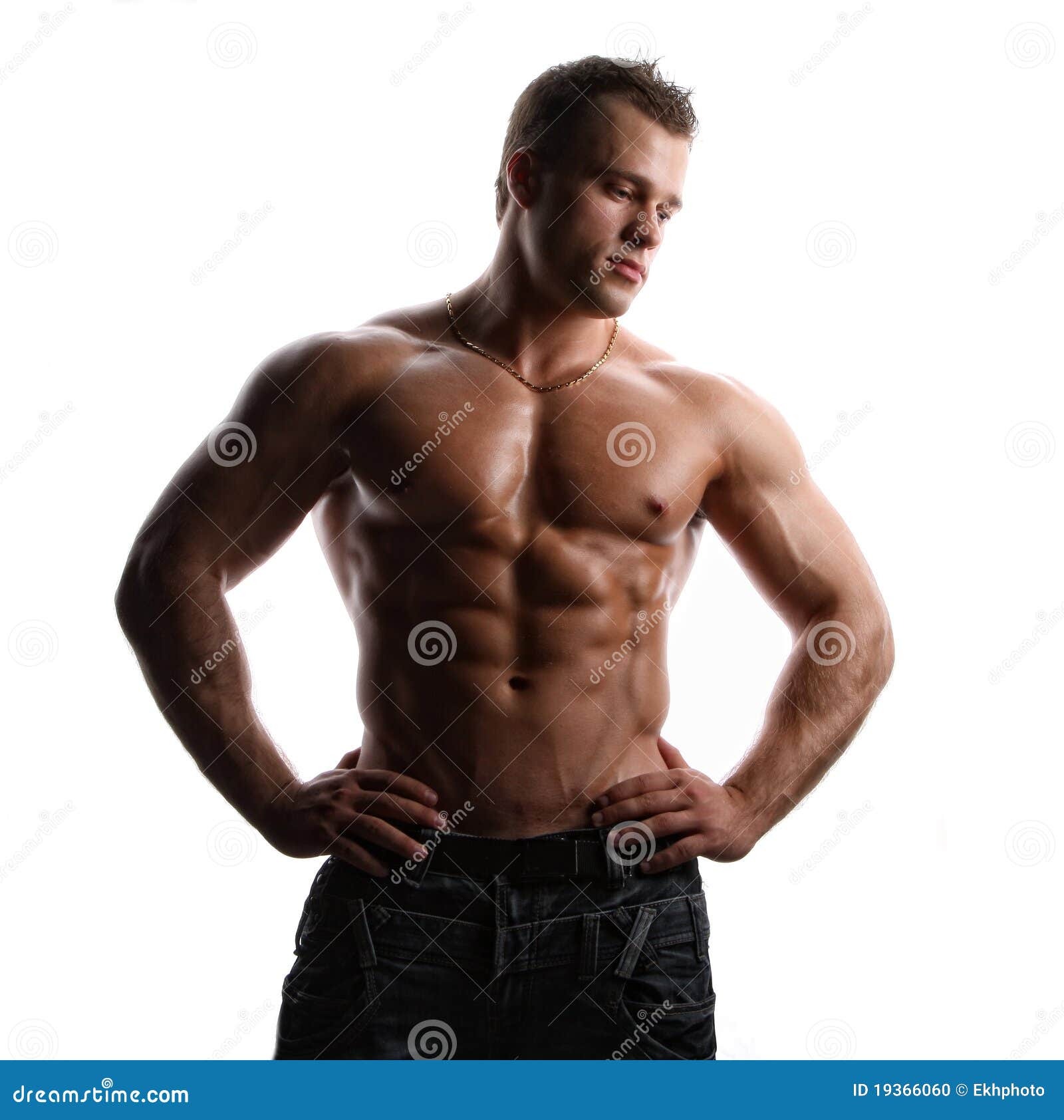Reizvoller Nasser Nackter Junger Bodybuilder Des Muskels 