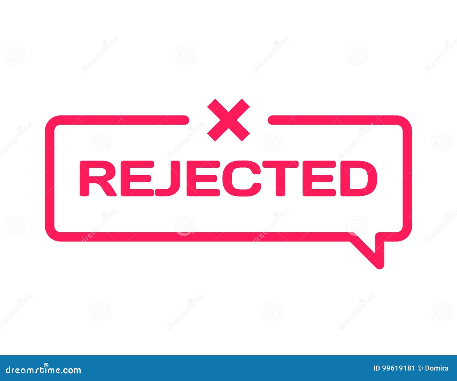 Rejected Stamp in Flat Minimalistic Style on White Background. Reject