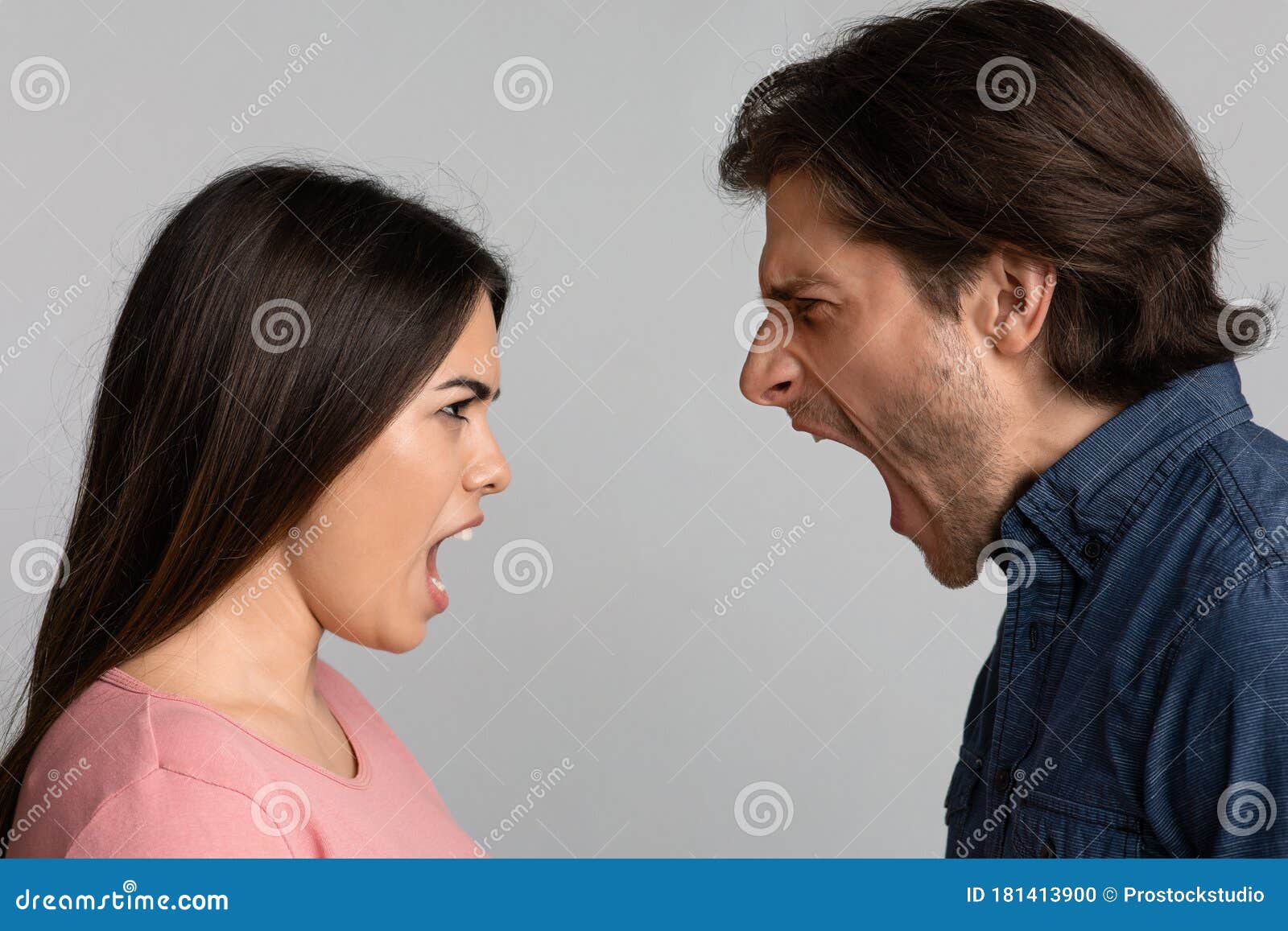 Relationship Crisis Angry Couple Screaming At Each Other Over Light