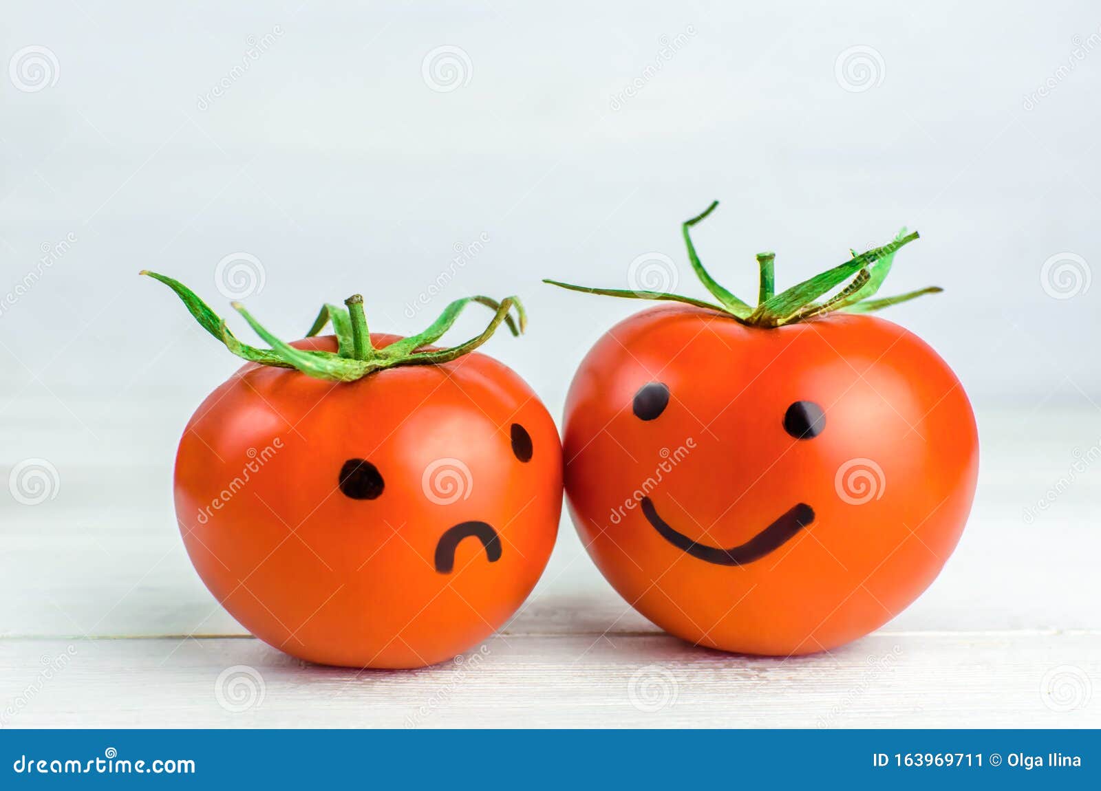 Relationship. Emotions on Tomatoes. Smile and Sad Stock Image - Image ...