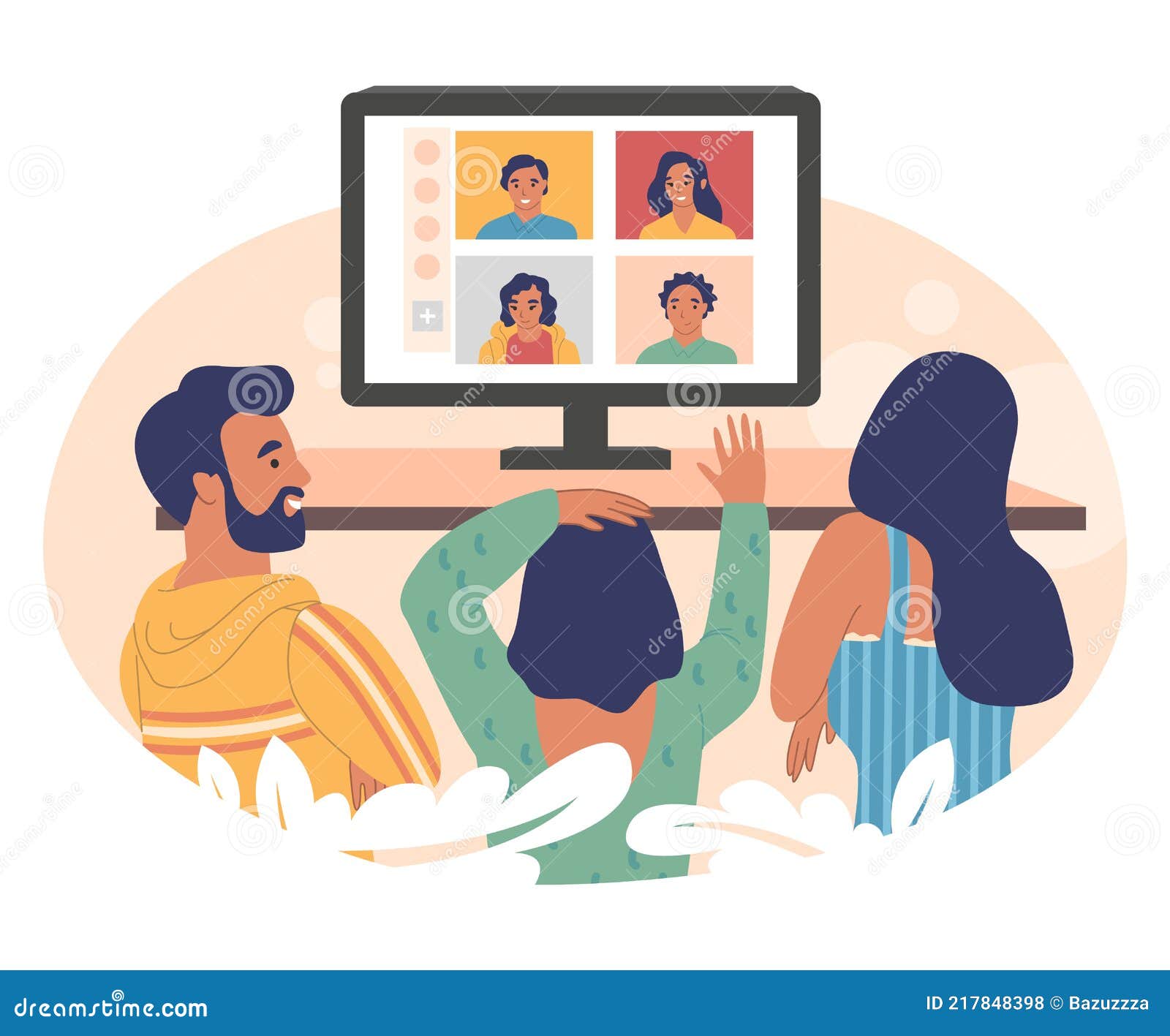 Virtual Meeting. Collective Home Video Conference, Man Chatting Online with  People. Discussion with Friends, Internet Stock Vector - Illustration of  education, corporate: 195820132