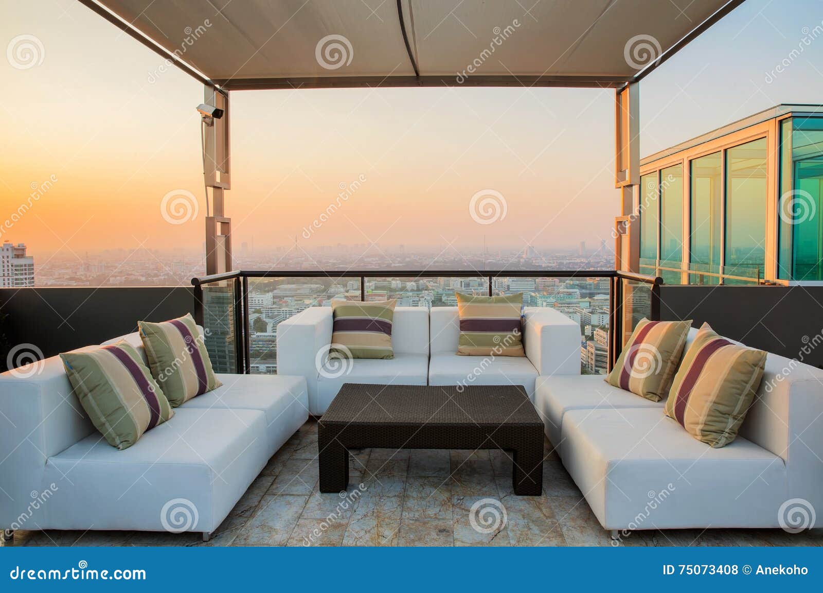 Relax Coner on Condominium Roof Top Garden Stock Photo Image of