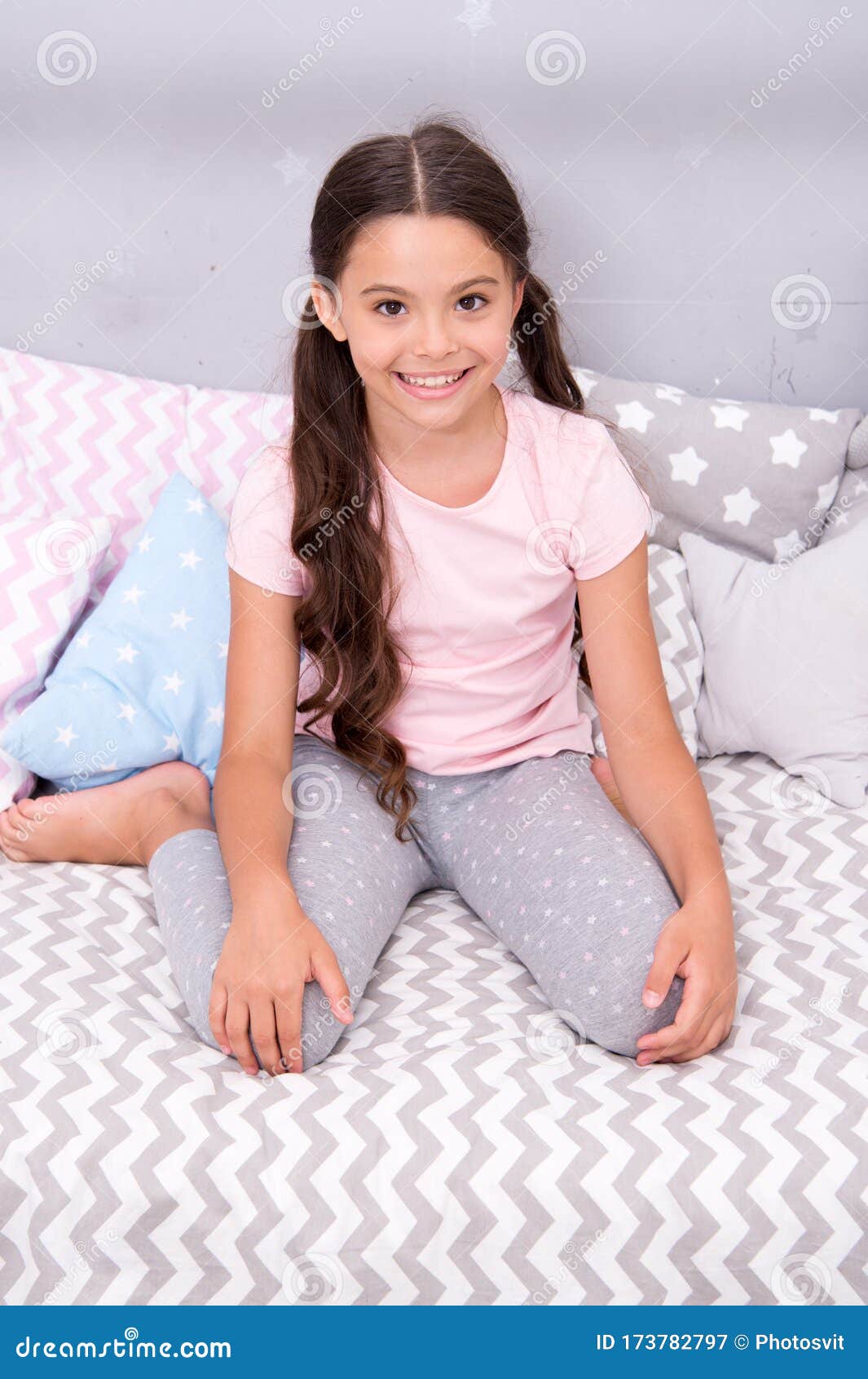 Relax and Ease Transition To Sleep. Little Girl Pajamas Ready for ...