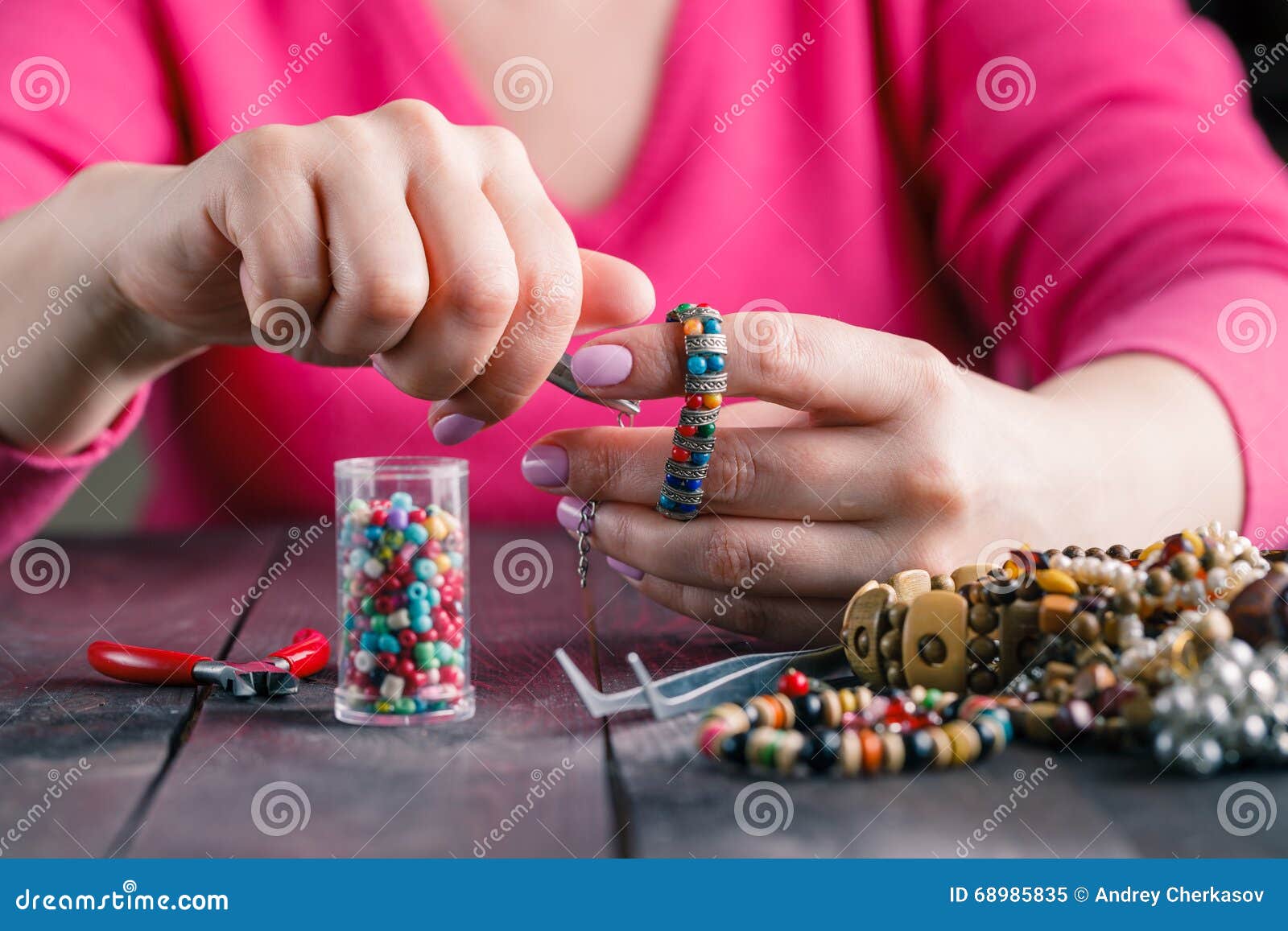 Relax Hobby. Female Make Craft Beads Stock Image Image of idea