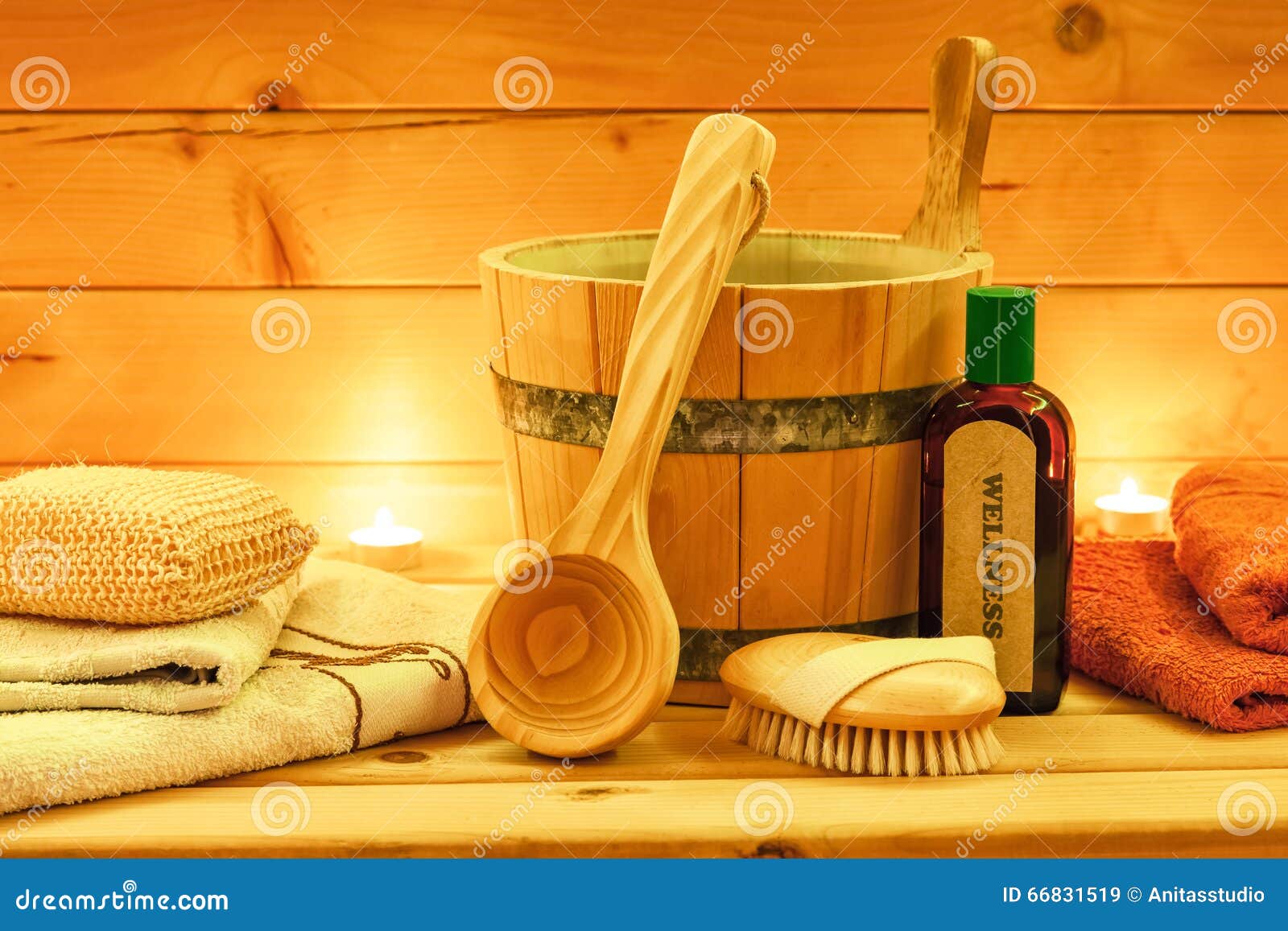 Relax Sauna Still Life with Sauna Accessories Stock Image Image of