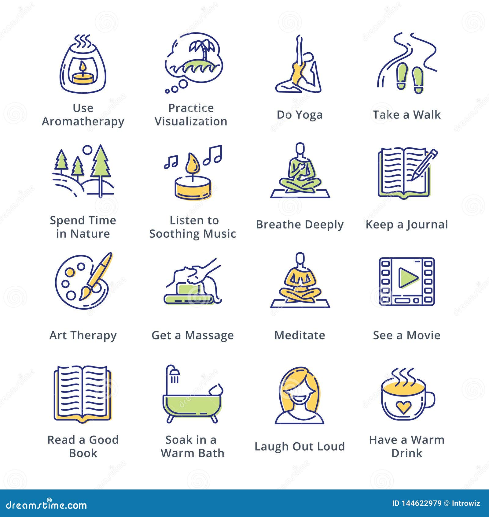 Relaxation Techniques Icons - Outline Series Stock Vector