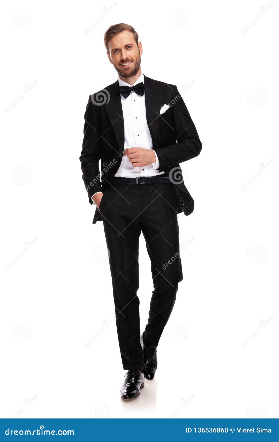 Relaxed Businessman In Black Suit Stepping Forward Stock Photo - Image ...