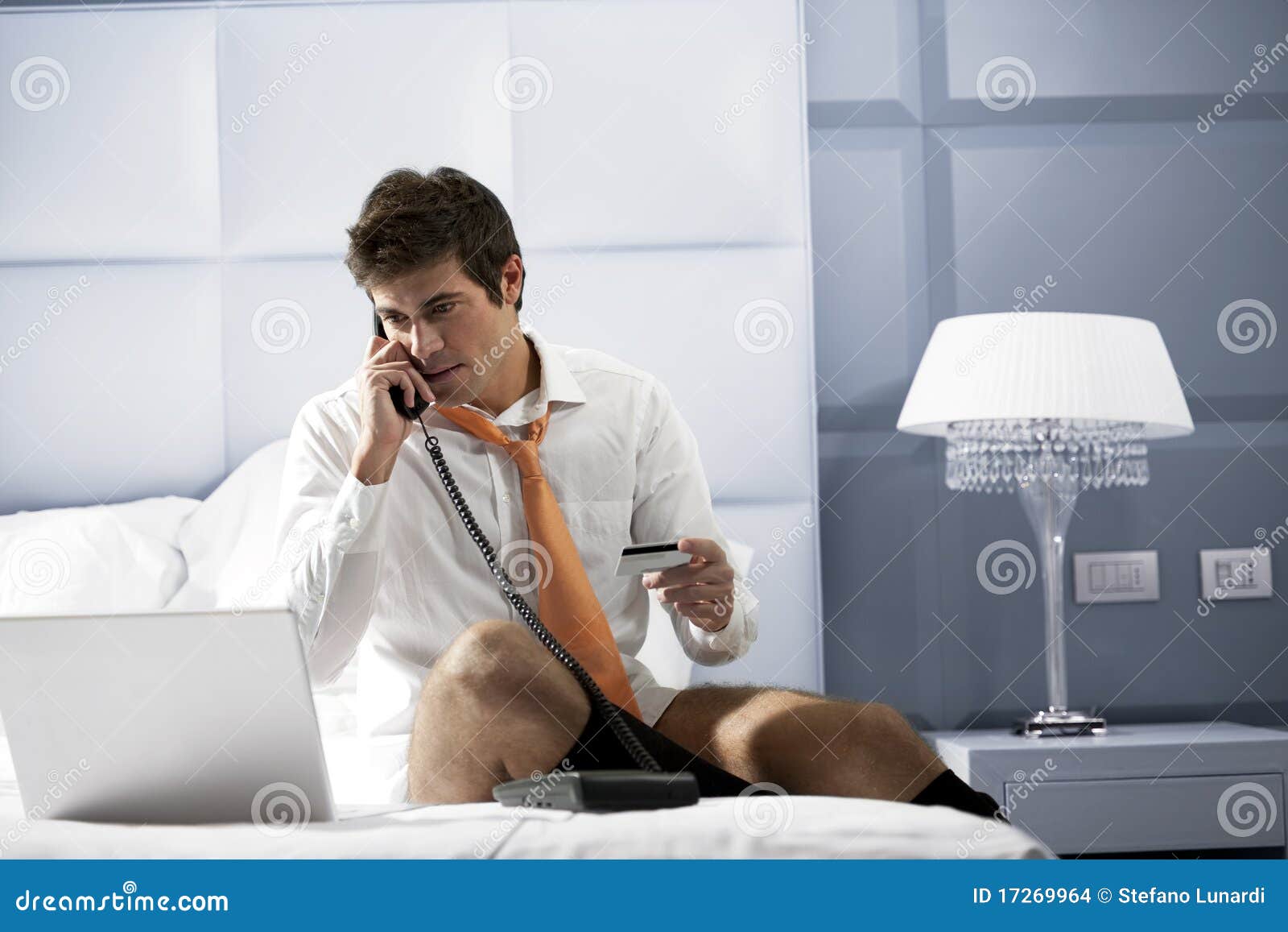 Relaxed Businessman Making Phone Reservation Stock Photo Image of