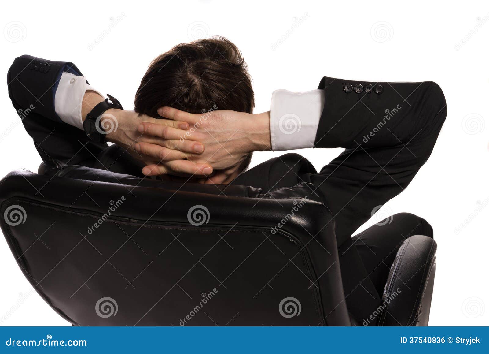 Relaxed Businessman Sitting in a Comfortable Chair Stock Photo Image