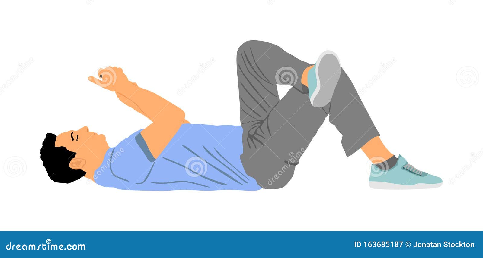 Relaxed Lazy Man Lying Down in Park with Mobile Phone Vector Isolated ...