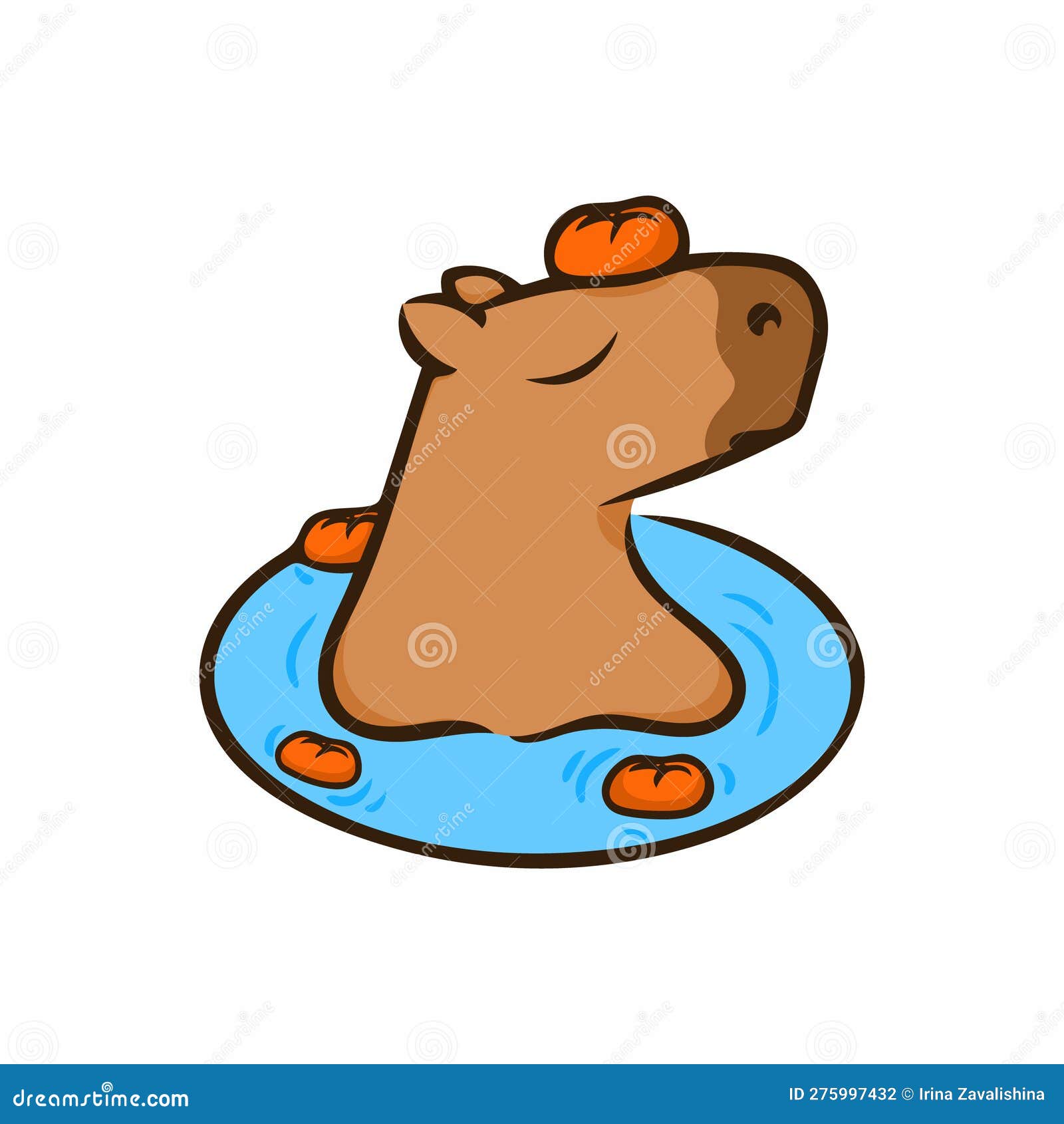 Relaxing Capybara with Tangerines. Vector Illustration. Capybara in Water.  Image Isolated on White Background Stock Vector - Illustration of water,  mascot: 275997432