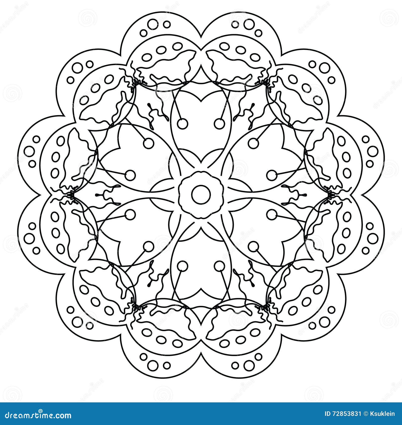 Relaxing Coloring Page With Mandala For Kids And Adults