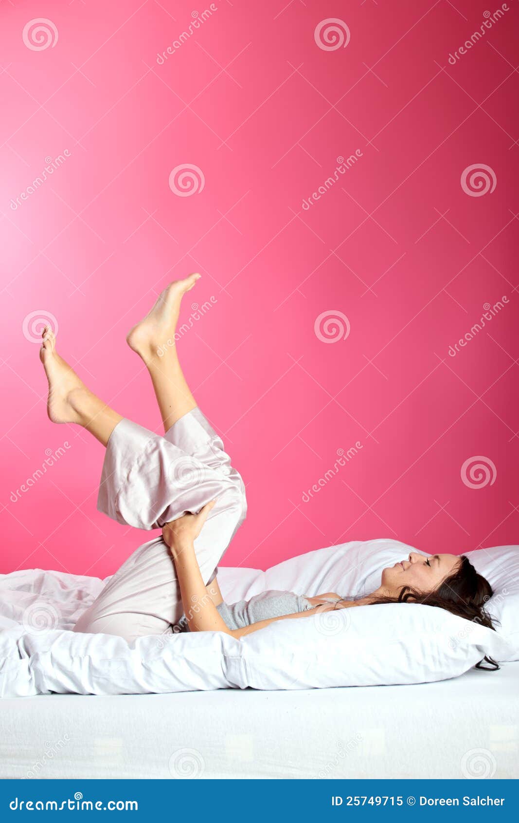Relaxing girl in bed stock image. Image of smile, emotion 25749715