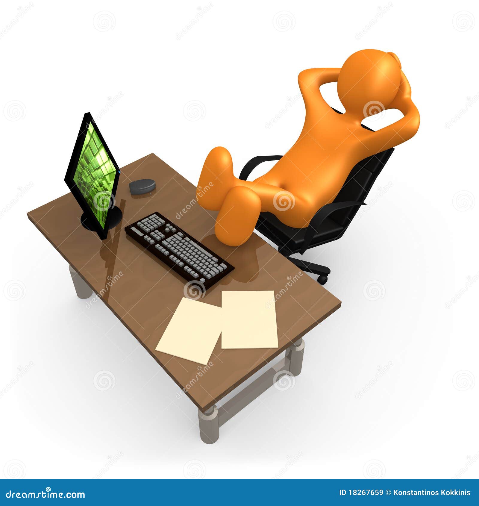 Relaxing in the Office stock illustration. Illustration of desk 18267659