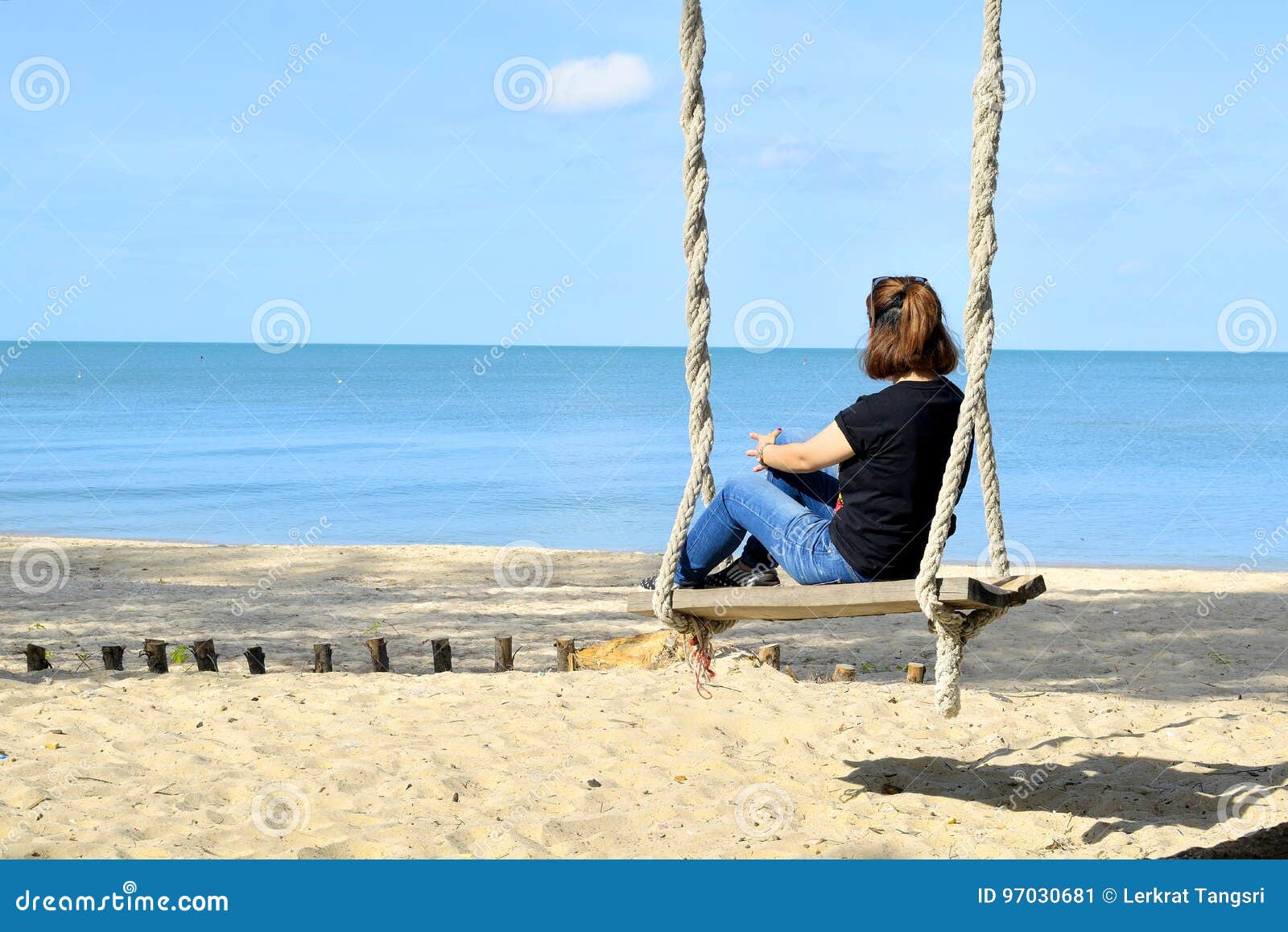Relaxing on Swing at the Beach 3 Stock Image Image of swing, beach 97030681