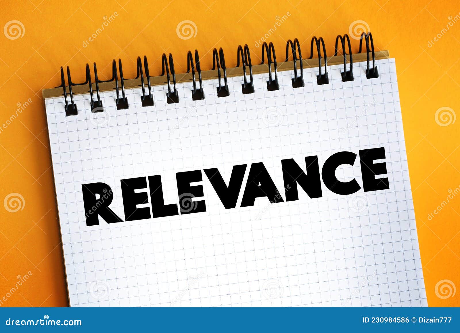 relevance text on notepad, concept background