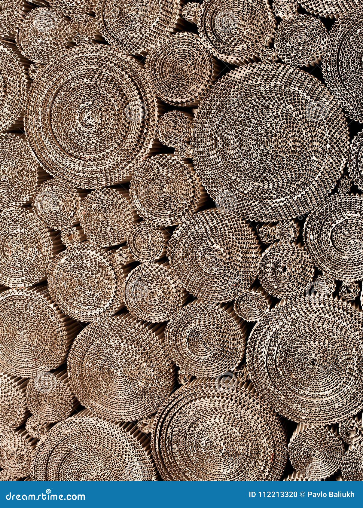 Relief Abstraction of Twisted Coils Corrugated Cardboard Stock Photo