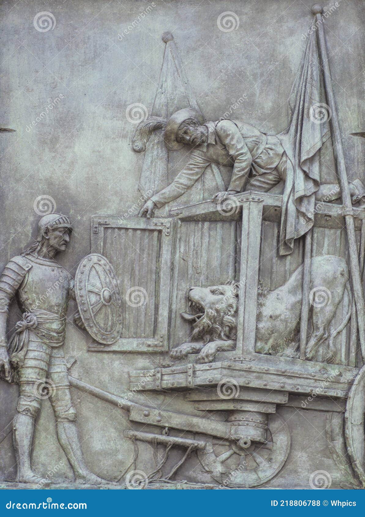 Relieve De Bronce Con Escena De Don Quijote. Aventura De Los Leones Foto de  archivo editorial - Imagen de miguel, bronce: 218806788