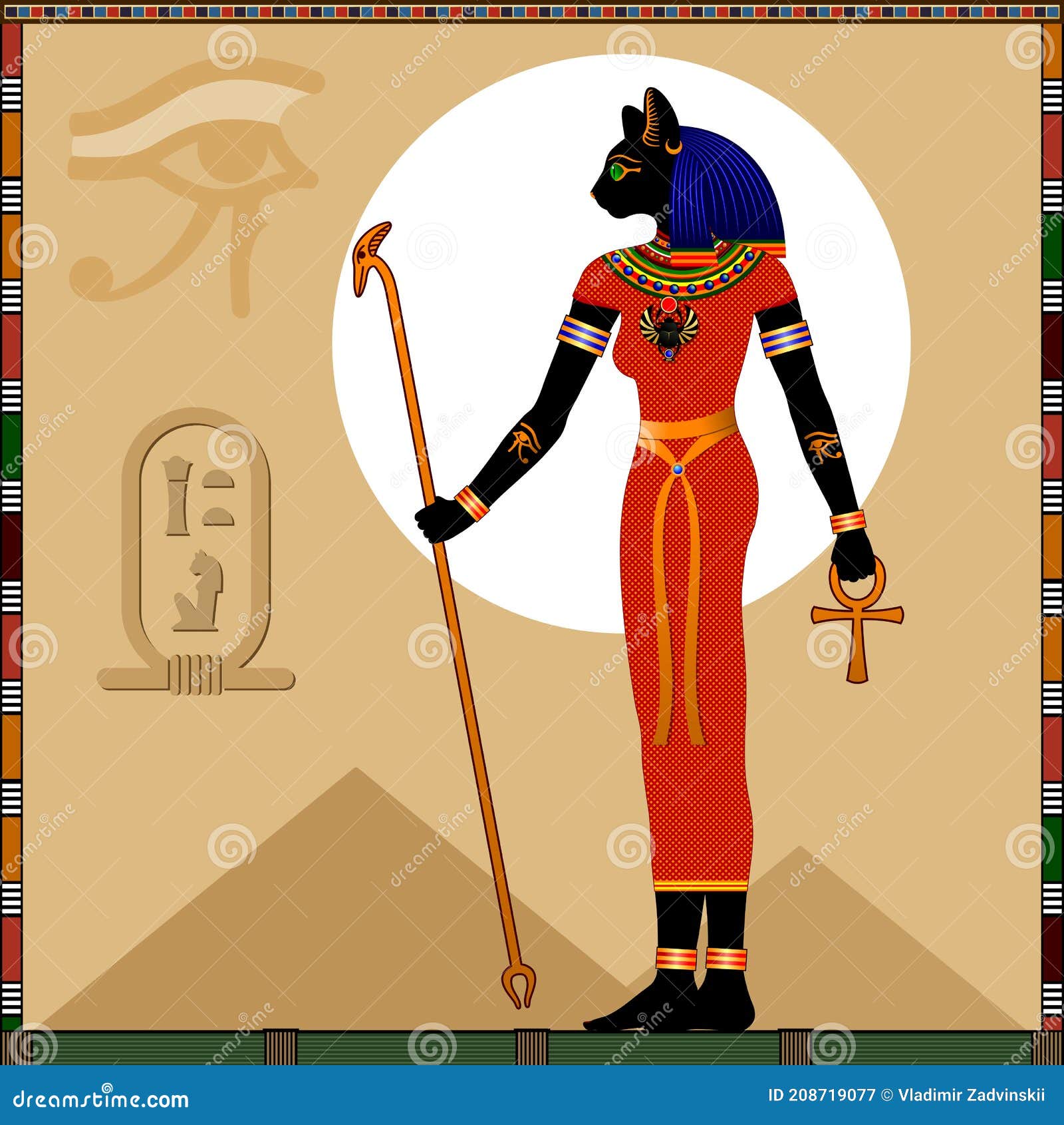 Religion Of Ancient Egypt Goddess Bastet Stock Vector Illustration