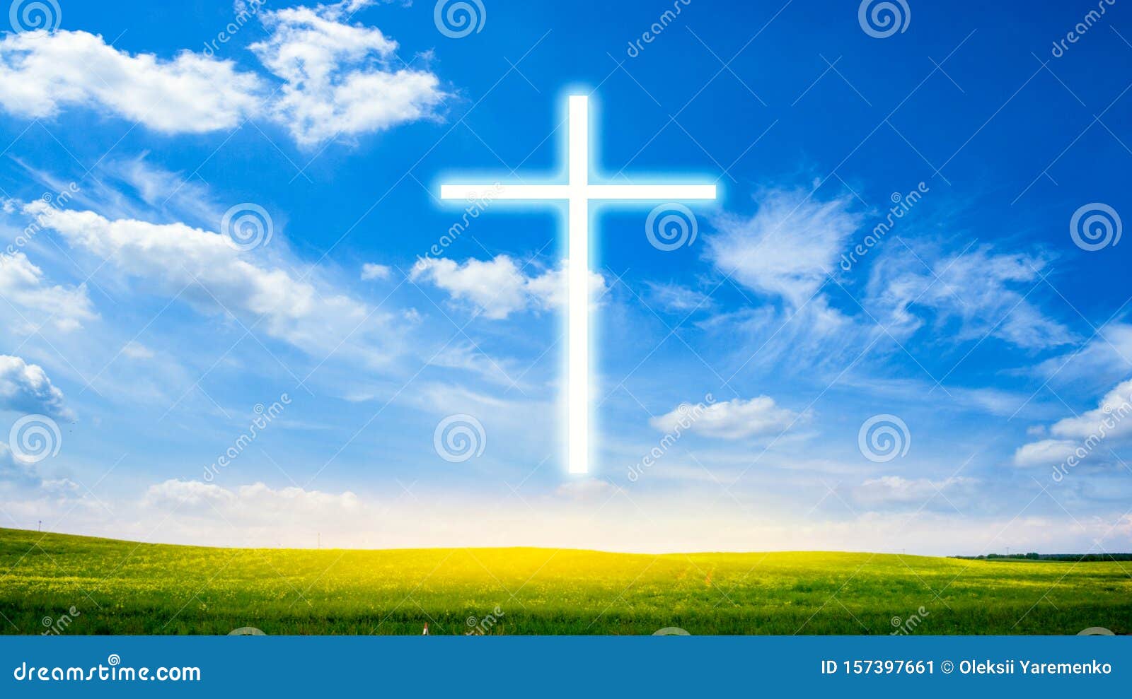 Christian Cross Appears Bright In The Sky Stock Image Image Of Holy