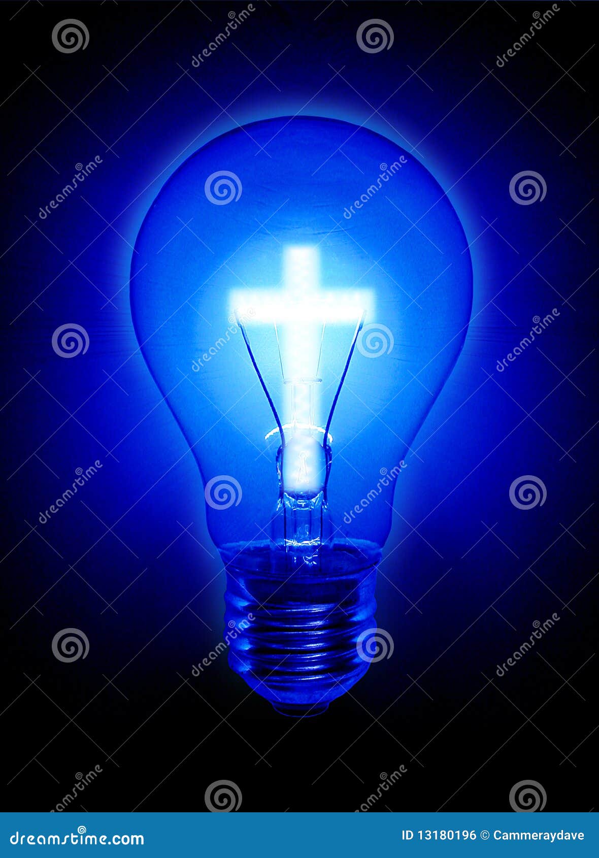 Religion Cross Light Bulb stock illustration. Illustration of golden