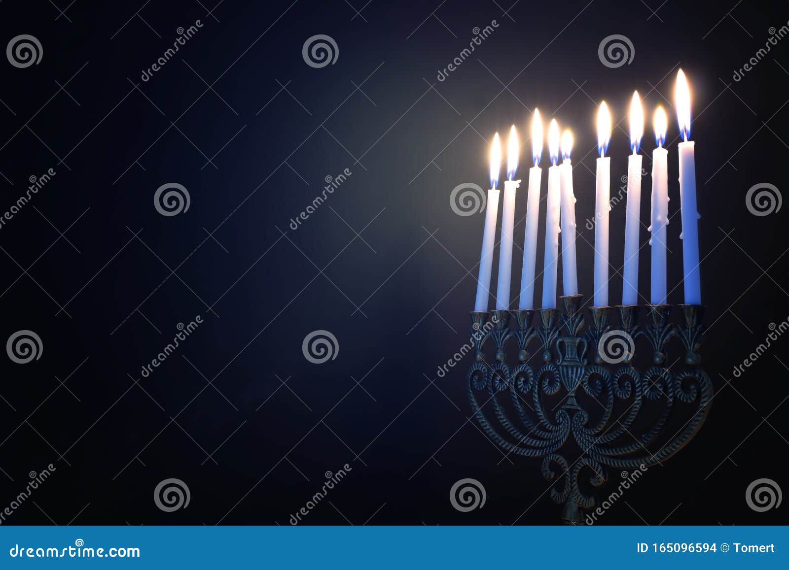 religion image of jewish holiday hanukkah background with menorah & x28;traditional candelabra& x29; and candles