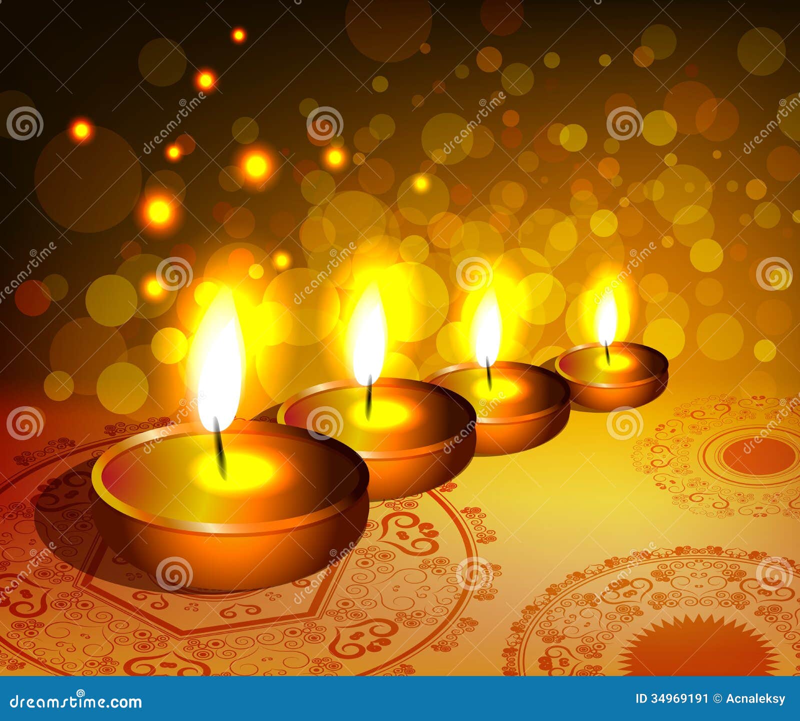 Religious Background For Diwali Festival With Lamp Stock Vector
