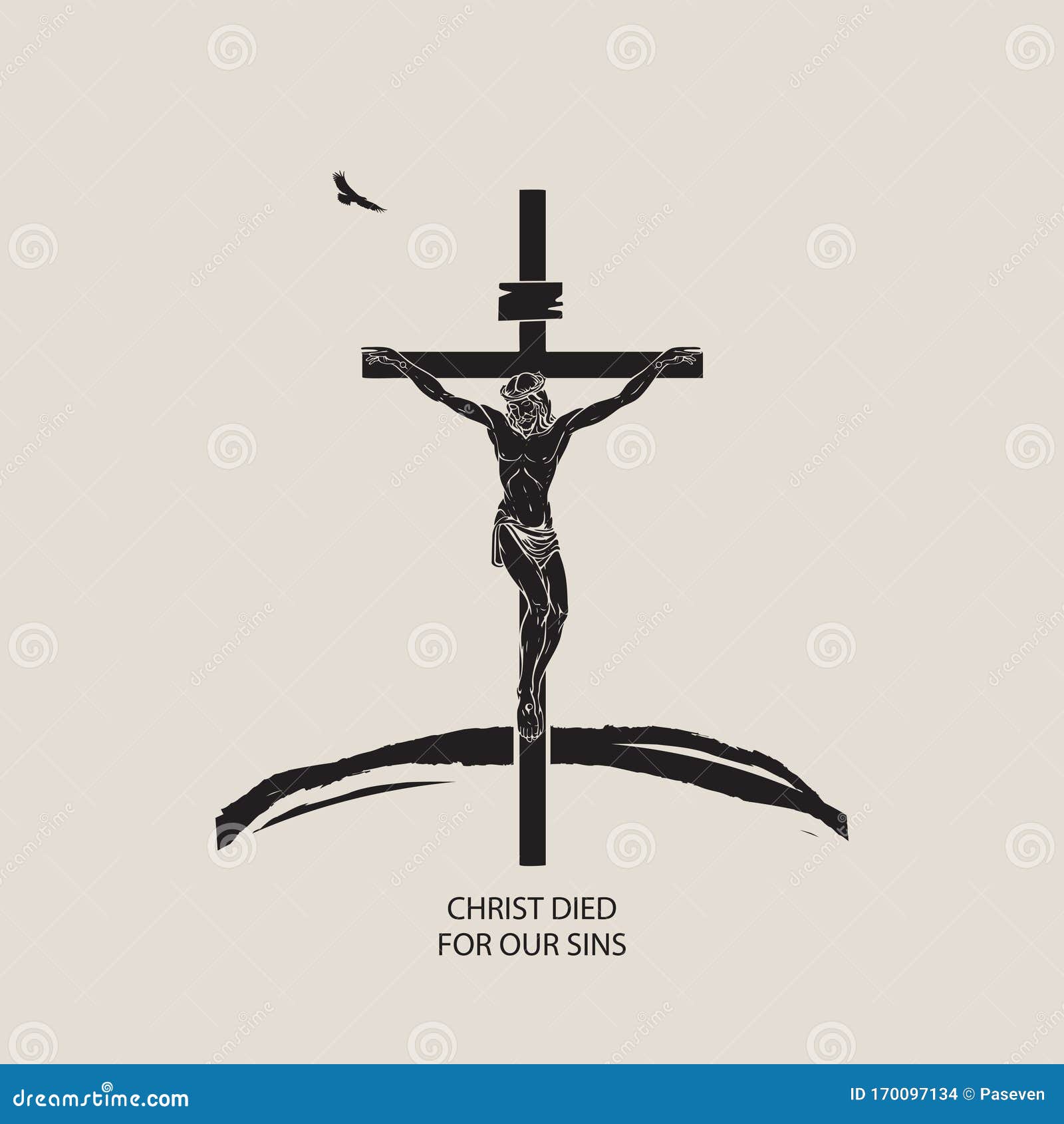 Banner With Crucified Jesus In A Crown Of Thorns Cartoon Vector ...