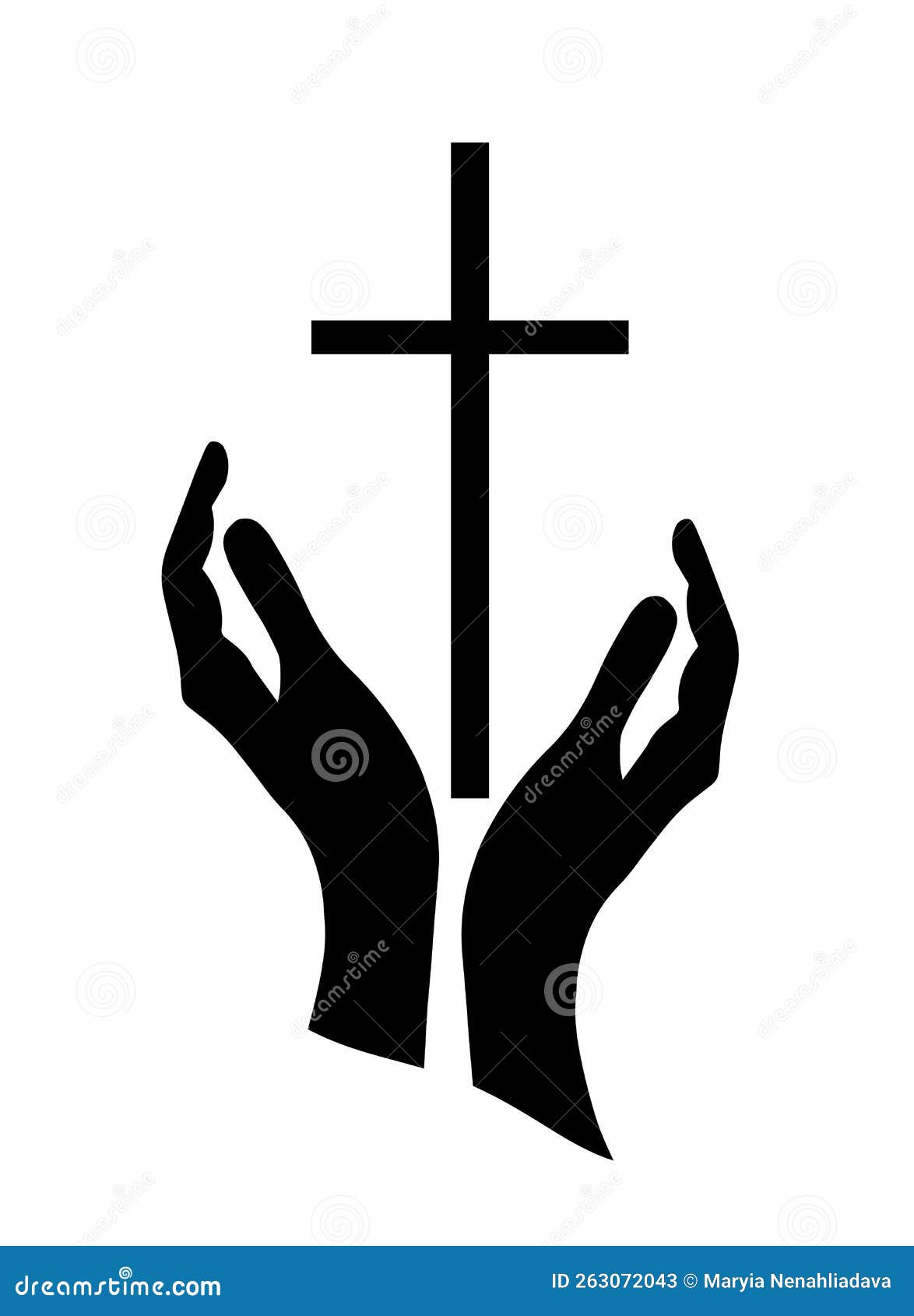 Religious Cross in Hand. Vector Illustration Stock Vector