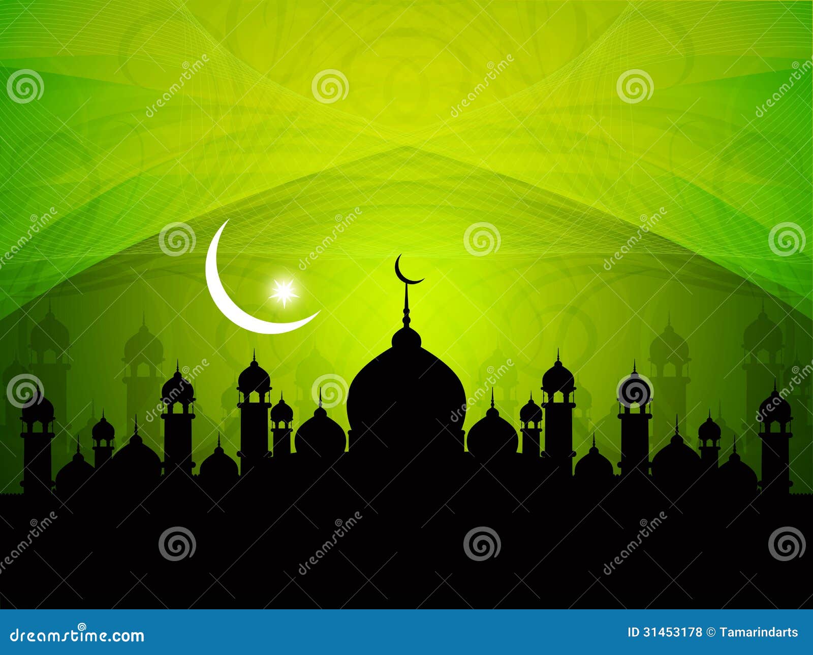 Religious Eid Background Design With Mosque. Royalty Free 
