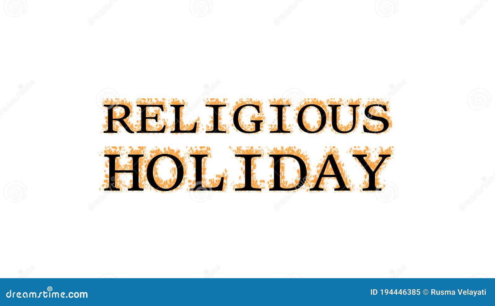 Religious Holiday Fire Text Effect White Isolated Background Stock
