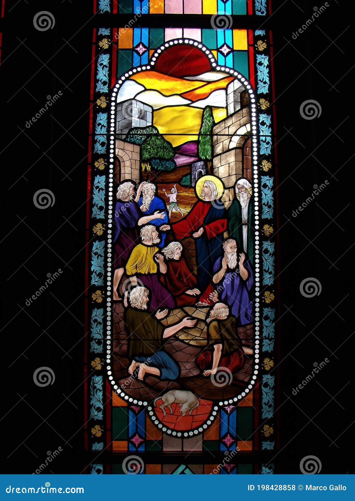 A Religious Image of the Bible on a Stained Glass Window in the ...