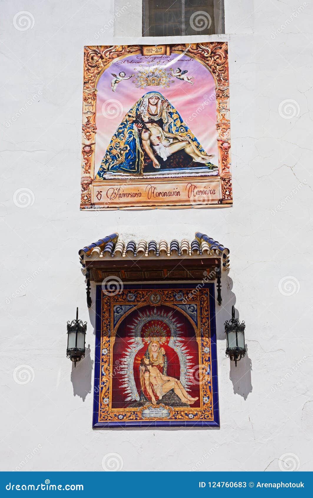 Religious Images on Las Angustias Church Wall, Ayamonte. Editorial ...