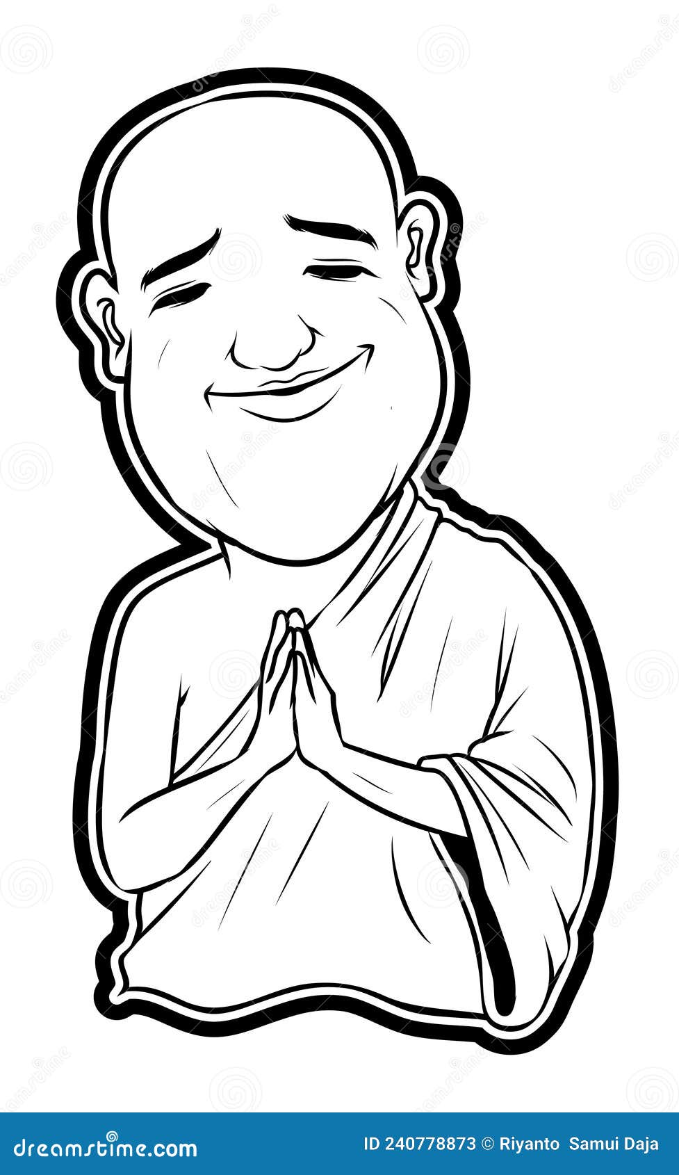 Religious Man Black and White Illustration Design Stock Vector Illustration of people, hindu