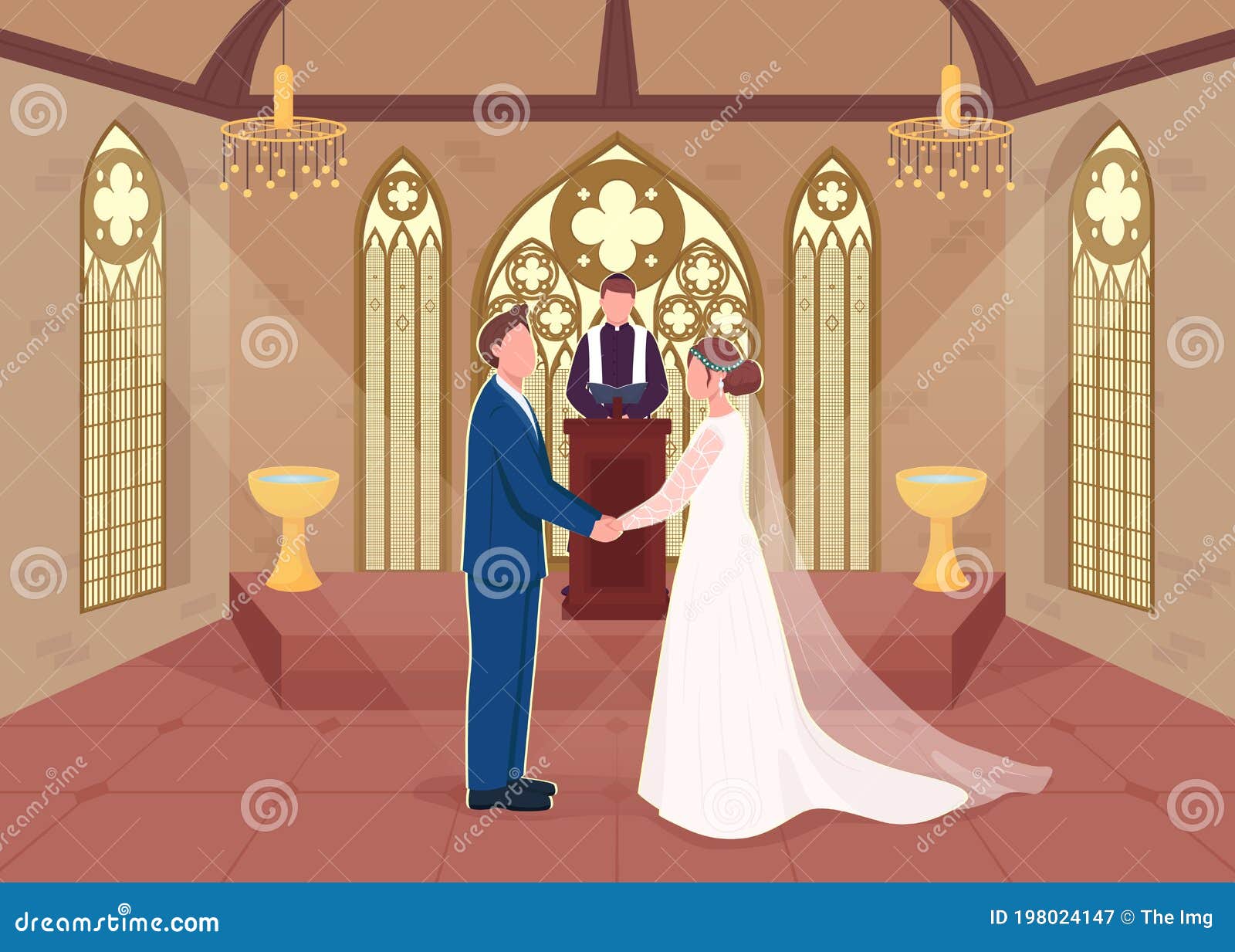 religious wedding ceremony flat color vector illustration religious wedding ceremony flat color vector illustration priest does 198024147