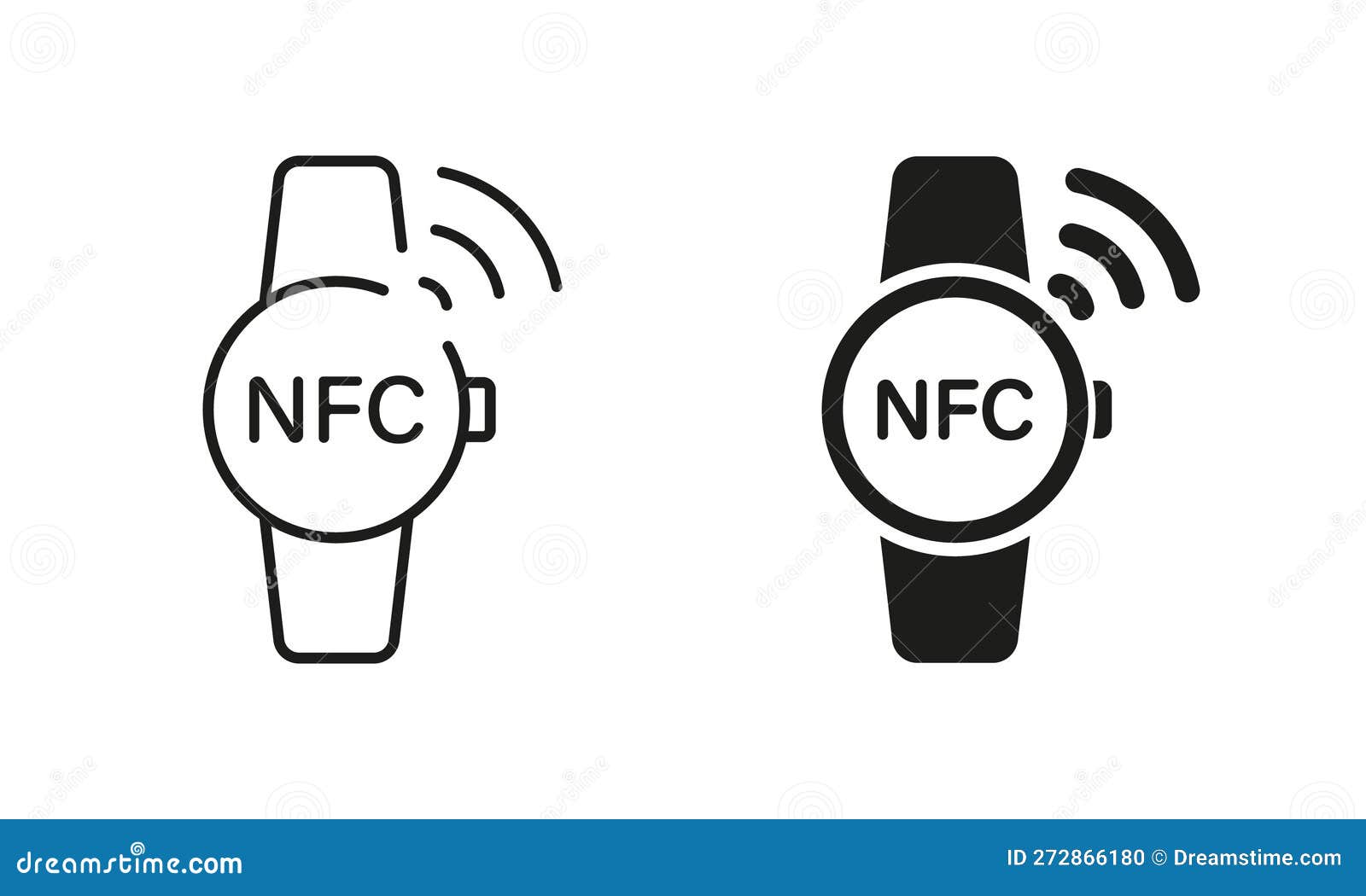 Reloj Inteligente Con Línea De Tecnología Nfc Y Conjunto De Iconos De  Silueta. Pictograma De Pulsera De Reloj Inteligente. Vigilar Ilustración  del Vector - Ilustración de aislado, plano: 272866180