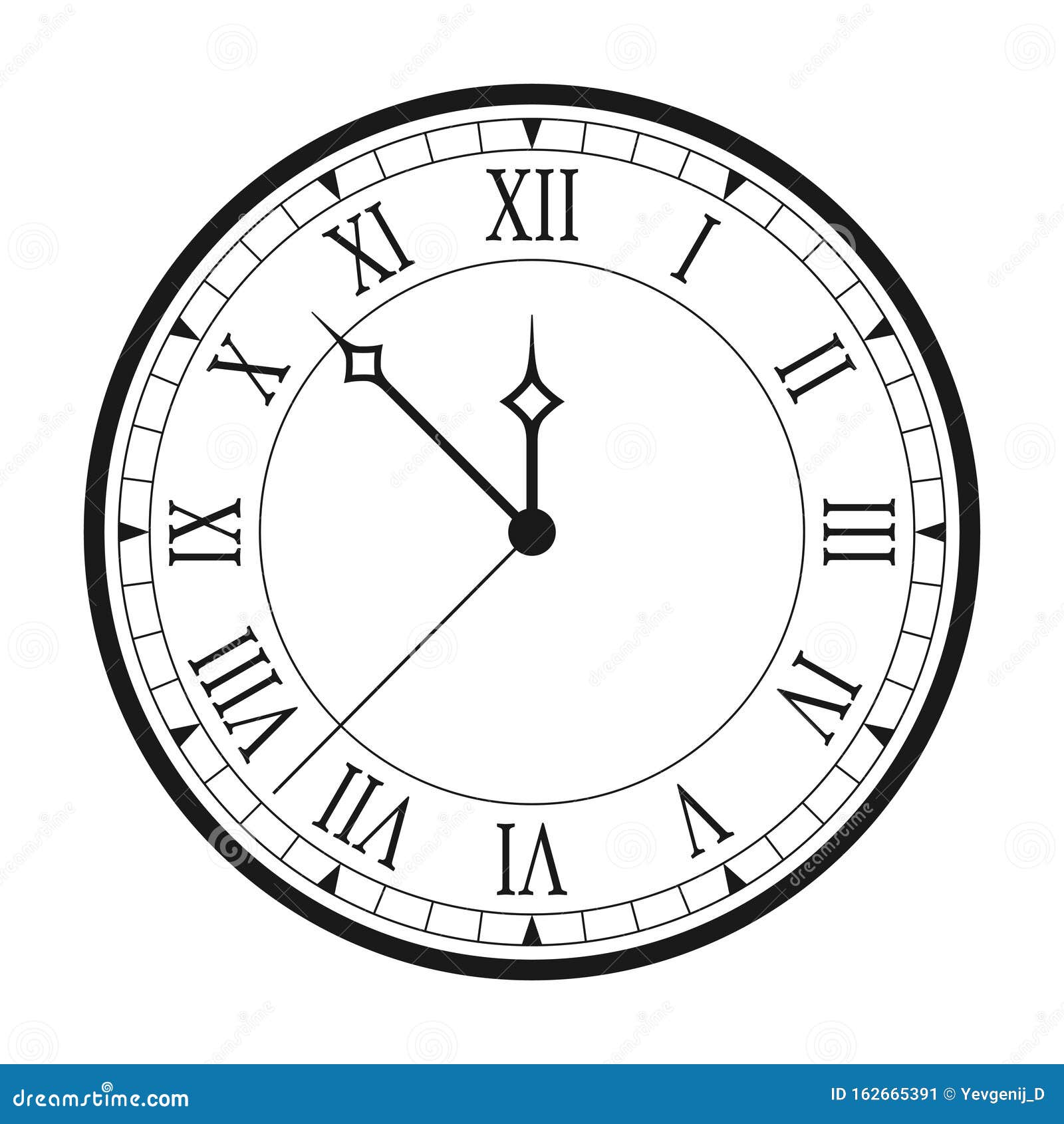 Tierras altas Nuevo significado Muy lejos Reloj Vintage Con Números Romanos Aislados En Fondo Blanco Reloj Antiguo  Negro Con Flechas Y Cara De Reloj Romano Ilustración del Vector -  Ilustración de segundo, aislado: 162665391