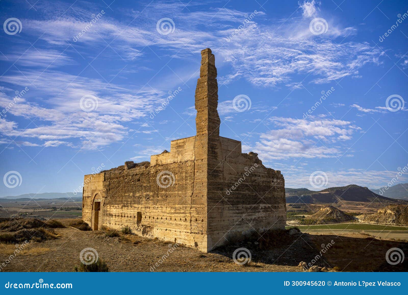 remains of alcal castle on top of a hill in mula, region of murcia, spain