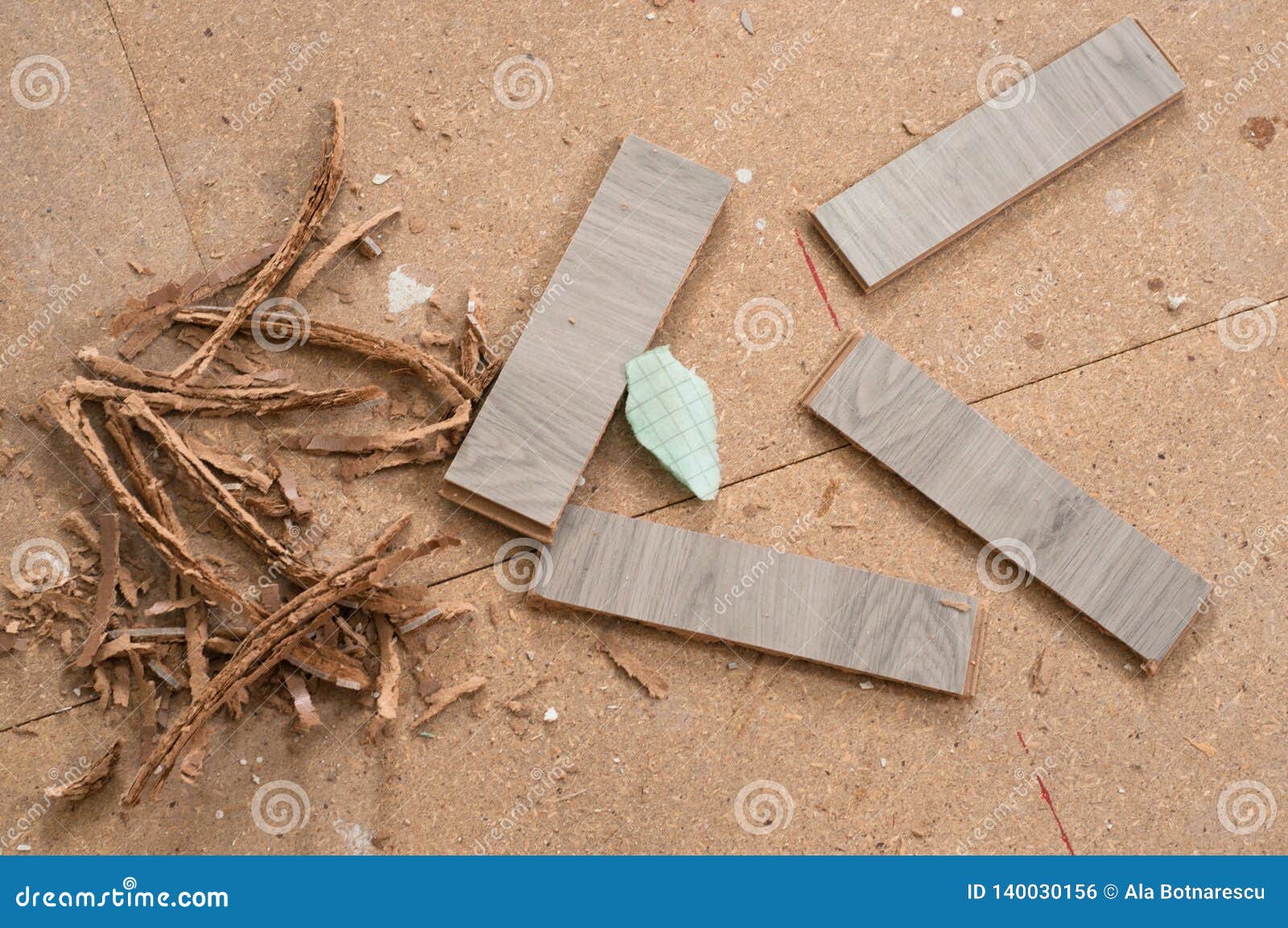 Remains Of Slices Laminate After Being Cut For Instalation Of New