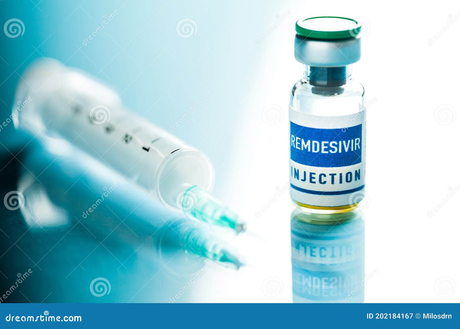 remdesivir injection ampoule with syringe & needle