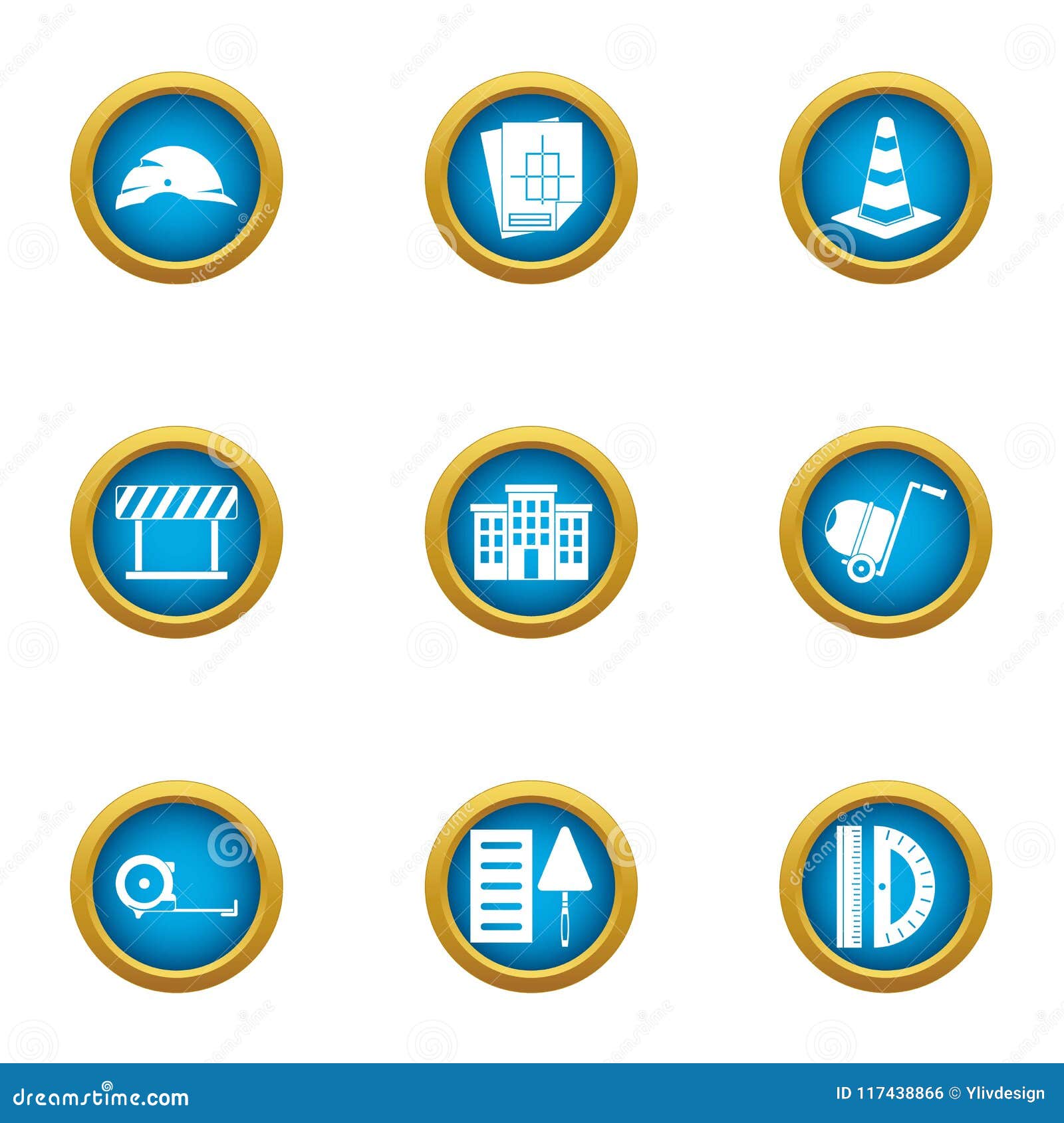 remedial maintenance icons set, flat style