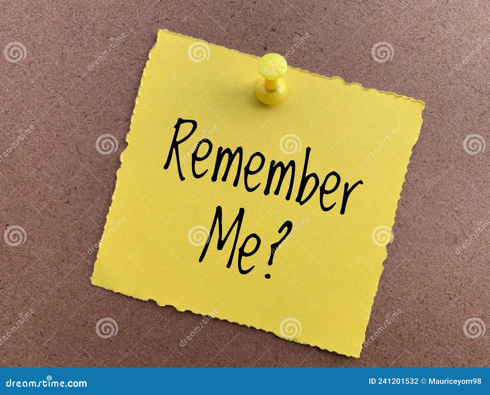 Remember Me Text on Yellow Sticky Note. Conceptual. Stock Photo Image