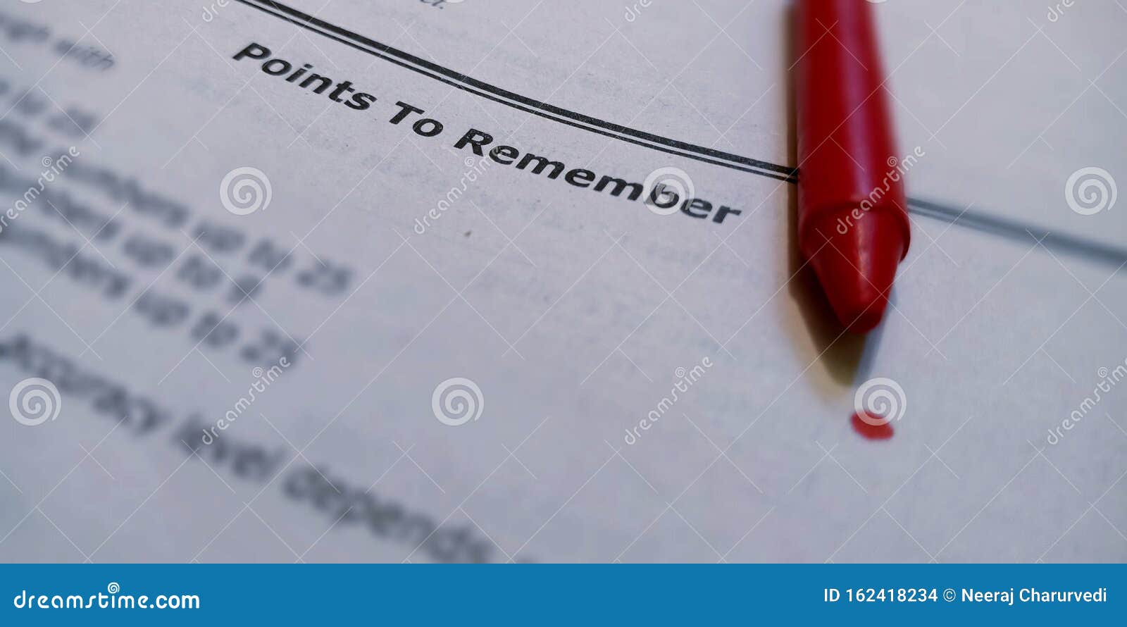 Remembering Points Concept on White Paper Sheet Stock Photo Image of