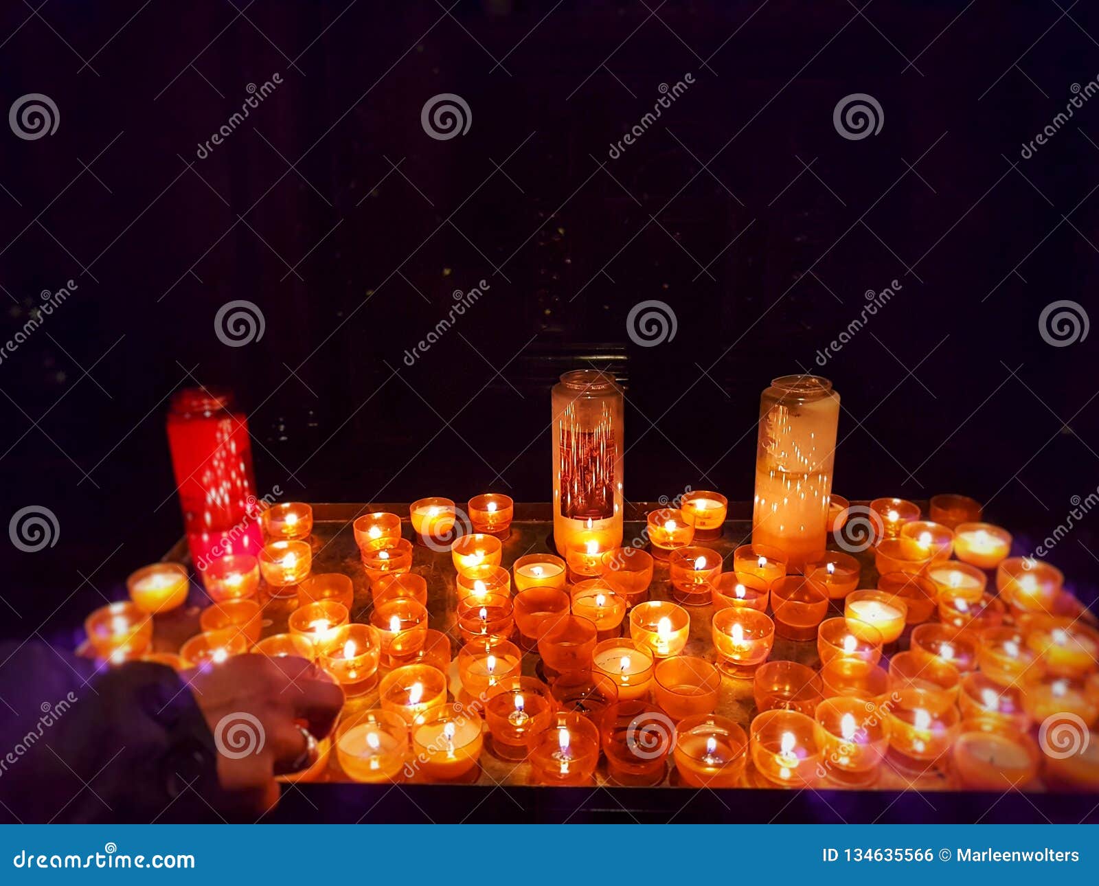 Remembrance. Burning Candles. Stock Photo Image of show, purity