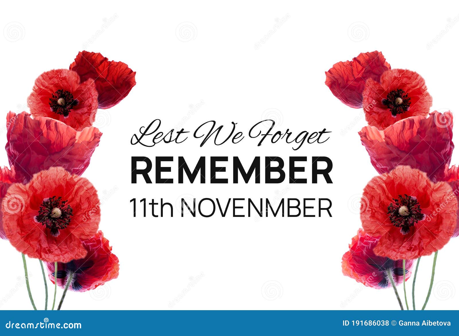 Remembrance Day Banner with Poppy Flowers Against White Background Stock  Photo - Image of canada, poppy: 191686038