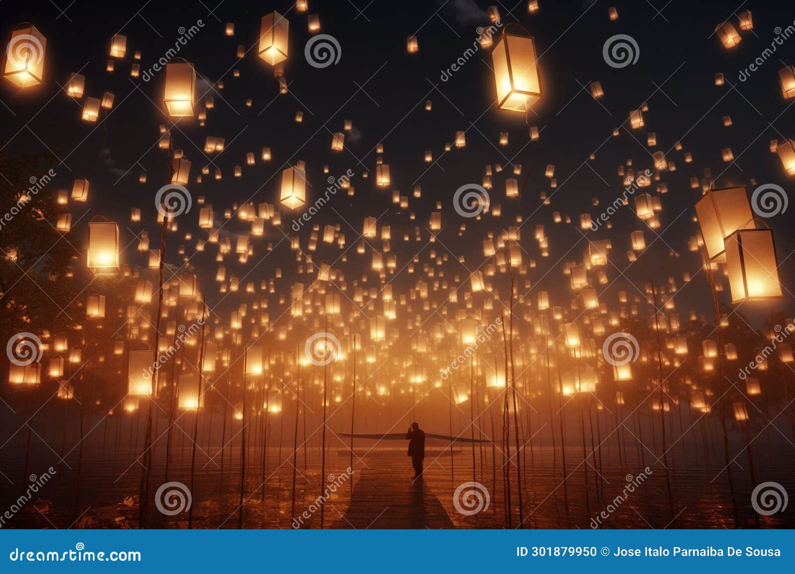 remembrance wall of floating lanterns a
