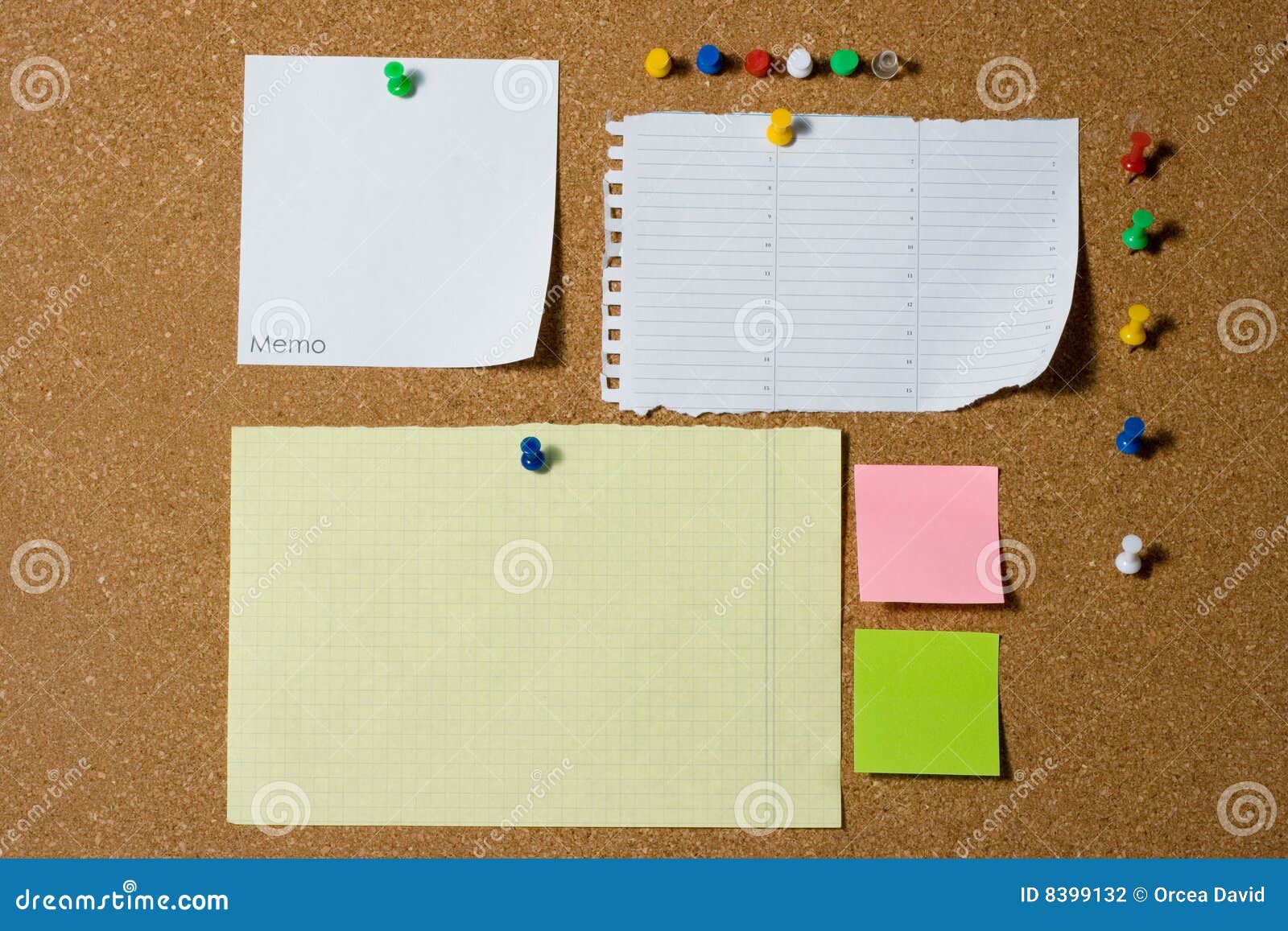 Reminder board stock photo. Image of pins, green, blue 8399132