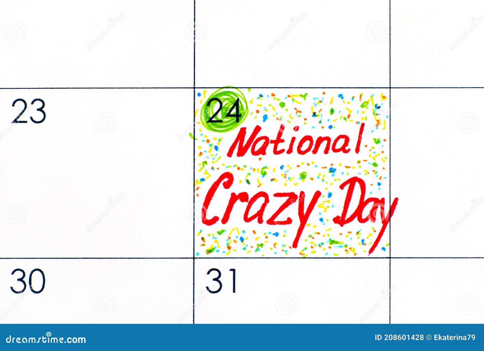 Reminder National Crazy Day in Calendar Stock Illustration